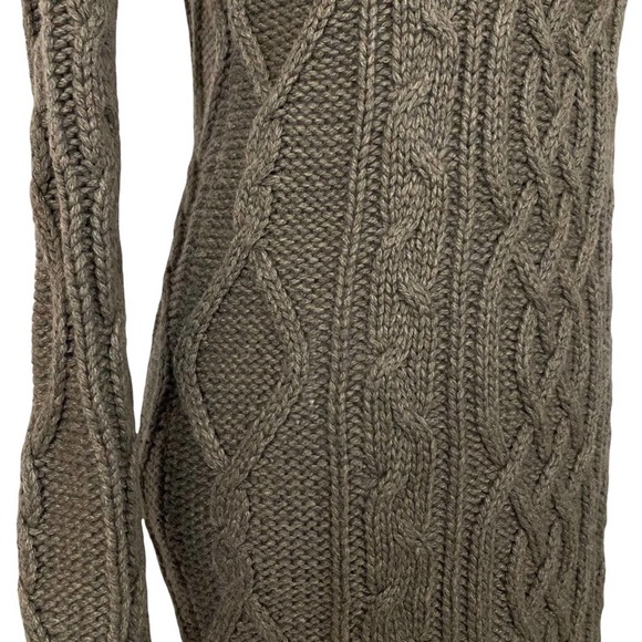 MODA INTERNATIONAL | Taupe Long Sleeve Cable Knit Wool Blend Sweater Dress - Picture 6 of 16